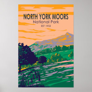 Póster Parque Nacional North York Moors Inglaterra Vintag