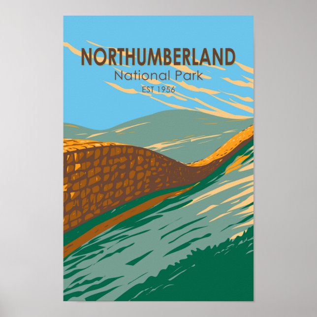 Póster Parque nacional Northumberland Hadrians Wall Engla (Frente)
