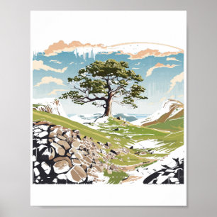 Póster Parque nacional Northumberland Sycamore Gap Tree