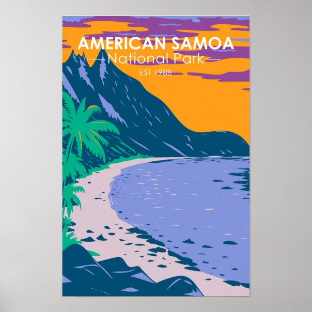 Póster Parque nacional Ofu de Samoa Americana (Frente)