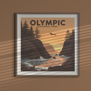 Póster Parque nacional Olímpico de Vintage