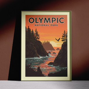 Póster Parque nacional Olímpico de Vintage