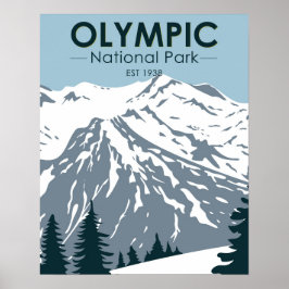 Póster Parque nacional olímpico de Washington Vintage