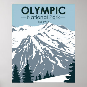 Póster Parque nacional olímpico de Washington Vintage