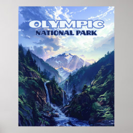 Póster Parque nacional olímpico Montañas Washington Vinta