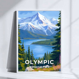 Póster Parque Nacional Olímpico | Pintura de viaje por Wa