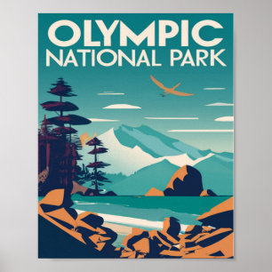 Póster Parque nacional olímpico Playa Rocky de Washington
