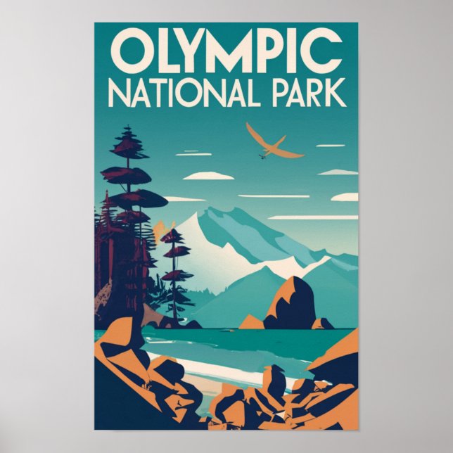 Póster Parque nacional olímpico Playa Rocky de Washington (Frente)