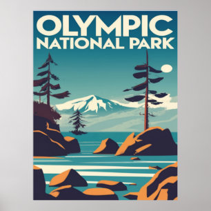 Póster Parque nacional olímpico Playa Rocky de Washington