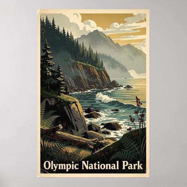 Póster Parque Nacional Olímpico Retro (Frente)