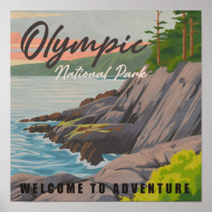 Póster Parque nacional olímpico Souvenir de Washington Vi