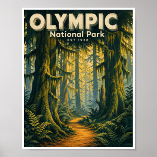 Póster Parque Nacional Olímpico Viaje Vintage