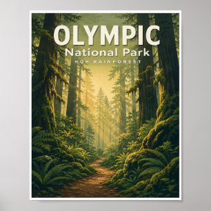 Póster Parque Nacional Olímpico Vintage Viaje
