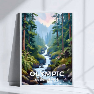 Póster Parque Nacional Olympic   Viajes a Washington