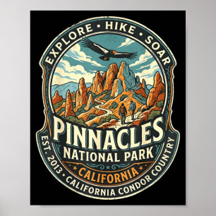 Póster parque nacional pinnacles california cóndor y
