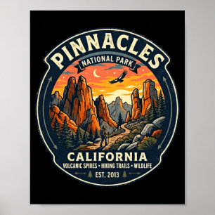 Póster parque nacional Pinnacles california senderismo re