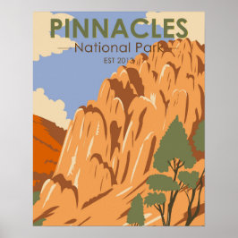 Póster Parque nacional Pinnacles California Vintage
