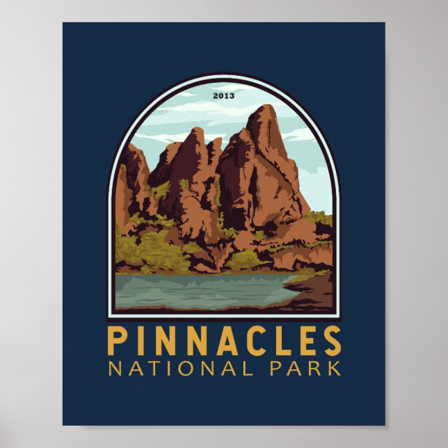 Póster Parque nacional Pinnacles Emblem de época (Frente)
