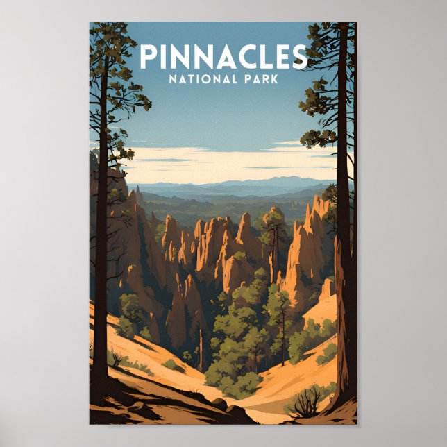 Póster Parque nacional Pinnacles Vintage (Frente)