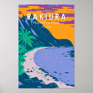 Póster Parque Nacional Rakiura Nueva Zelanda Vintage