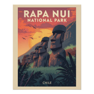 Póster Parque nacional Rapa Nui - Chile - Isla de Pascua