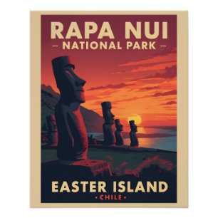 Póster Parque nacional Rapa Nui - Chile - Isla de Pascua