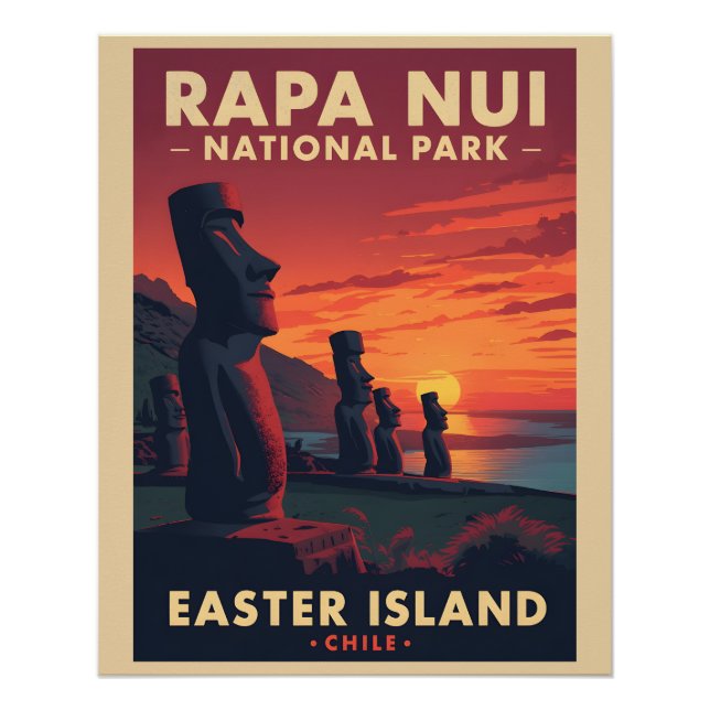 Póster Parque nacional Rapa Nui - Chile - Isla de Pascua (Anverso)