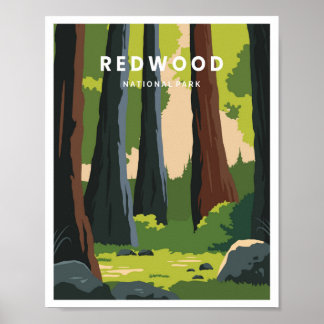 Póster Parque Nacional Redwood California