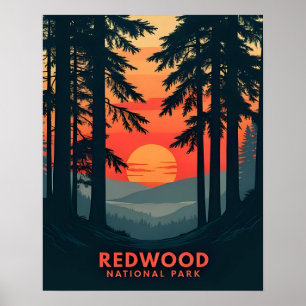 Póster Parque nacional Redwood California Retro Vintage