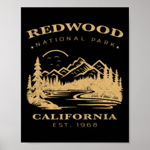 Póster Parque Nacional Redwood Vintage Retro Para Niños H