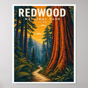 Póster Parque Nacional Redwood Vintage Viajes