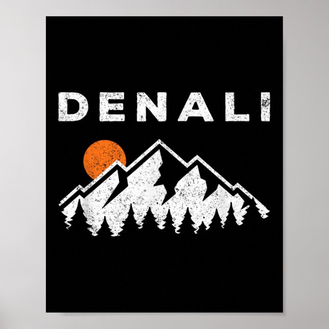 Póster Parque nacional Retro Denali Montañas Alask de épo (Frente)
