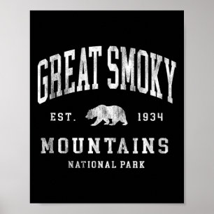 Póster Parque Nacional Retro Grandes Montañas Humeantes H