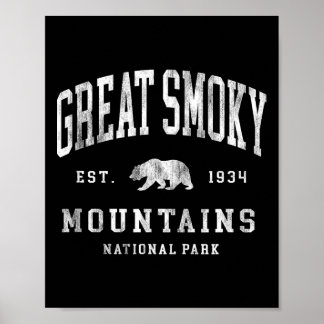 Póster Parque Nacional Retro Grandes Montañas Humeantes H