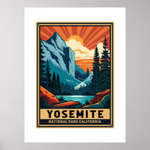 Póster Parque nacional Retro Yosemite