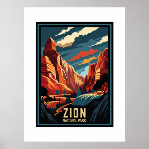 Póster Parque nacional Retro Zion