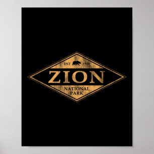 Póster Parque Nacional Retro Zion Utah Montaña Mujeres Ho
