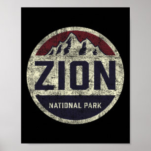 Póster Parque Nacional Retro Zion Utah Montaña Mujeres Ho