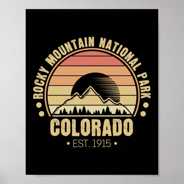 Póster Parque nacional Rocky Mountain Colorado Retro (Frente)