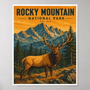 Póster Parque Nacional Rocky Mountain Viaje Vintage