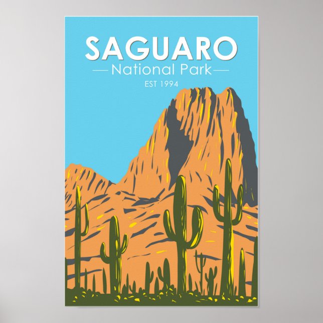 Póster Parque nacional Saguaro Arizona Beehive Peak Vinta (Frente)