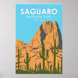 Póster Parque Nacional Saguaro Arizona Beehive Peak Vinta
