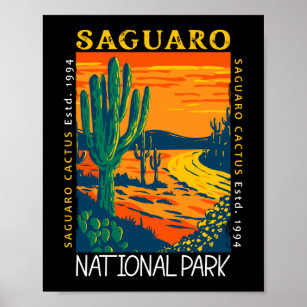 Póster Parque nacional Saguaro, Arizona, con problemas de