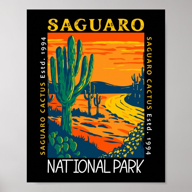 Póster Parque nacional Saguaro, Arizona, con problemas de (Frente)