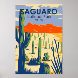 Póster Parque nacional Saguaro Arizona Giant Cactus Vinta