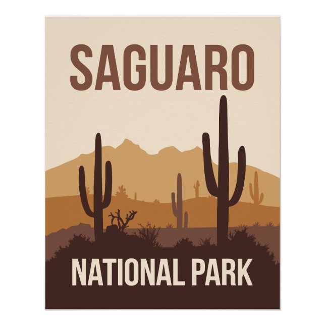 Póster Parque nacional Saguaro Arte de viajes mínimo (Anverso)