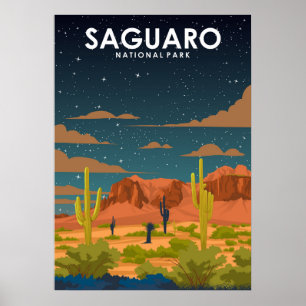 Póster Parque nacional Saguaro Poster de Viajes Vintage