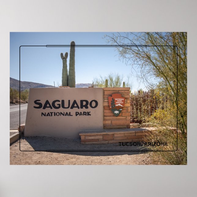 Póster Parque nacional Saguaro - Poster del desierto de A (Frente)