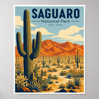 Póster Parque Nacional Saguaro Viaje Vintage
