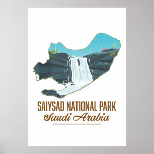 Póster Parque nacional Saiysad, arabia saudita